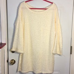 Cream fluffy fur tunic sweater Acrylic XL